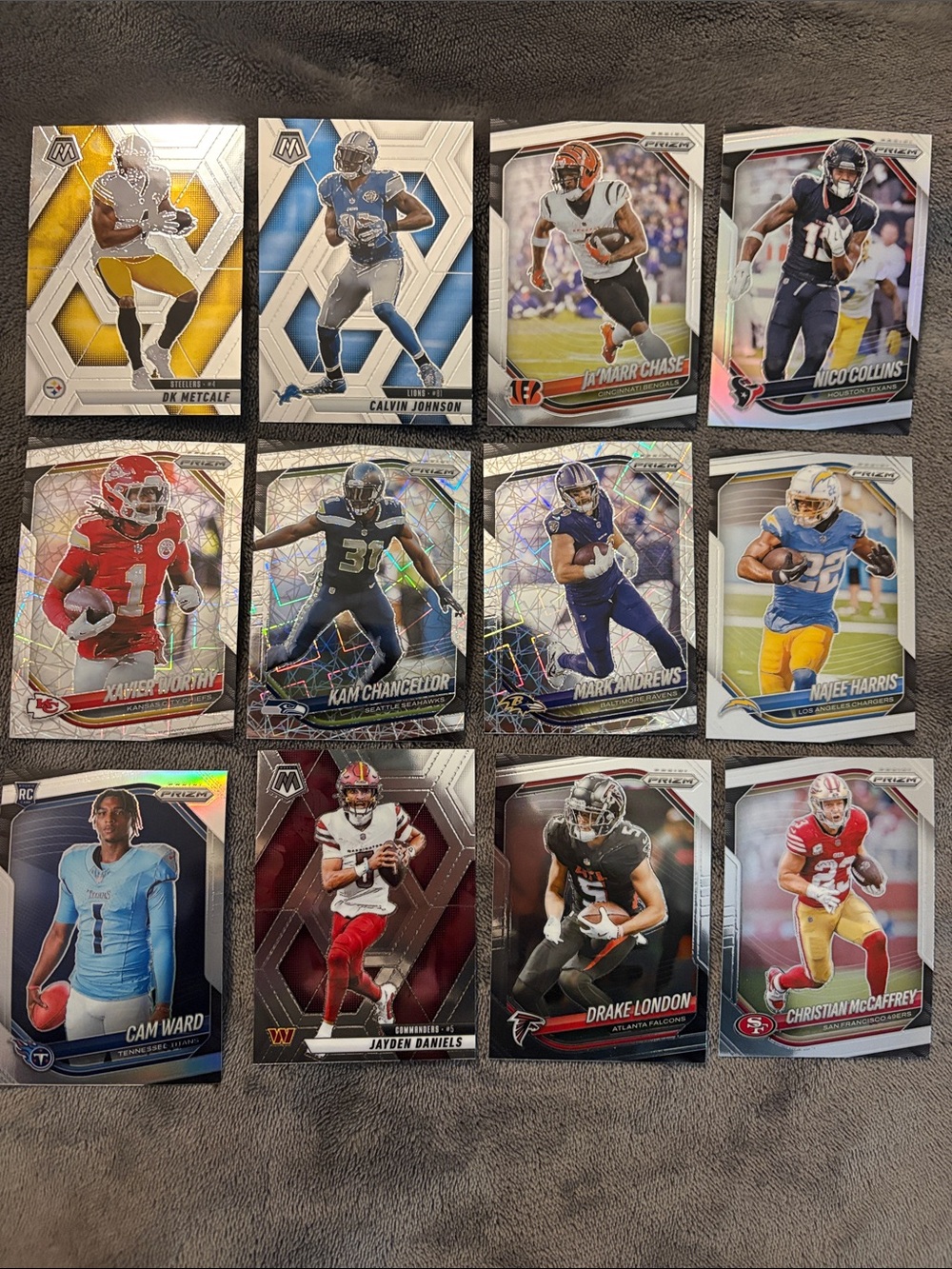 Cam Ward rookie card with other top NFL mosaic & panini prizm football players🔥